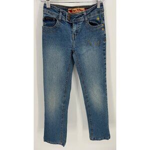 Apple Bottoms Girls Blue Denim Straight Leg  Jean With Apple Pocket